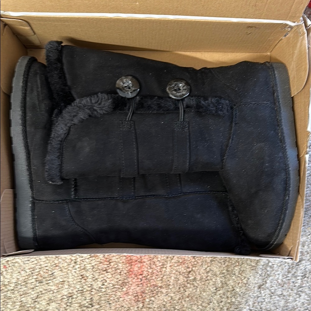 St. John's Bay Black Winter Boots with Button Detail